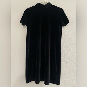 MADEWELL Dress Size XXS Black Velvet Mockneck Short Sleeve